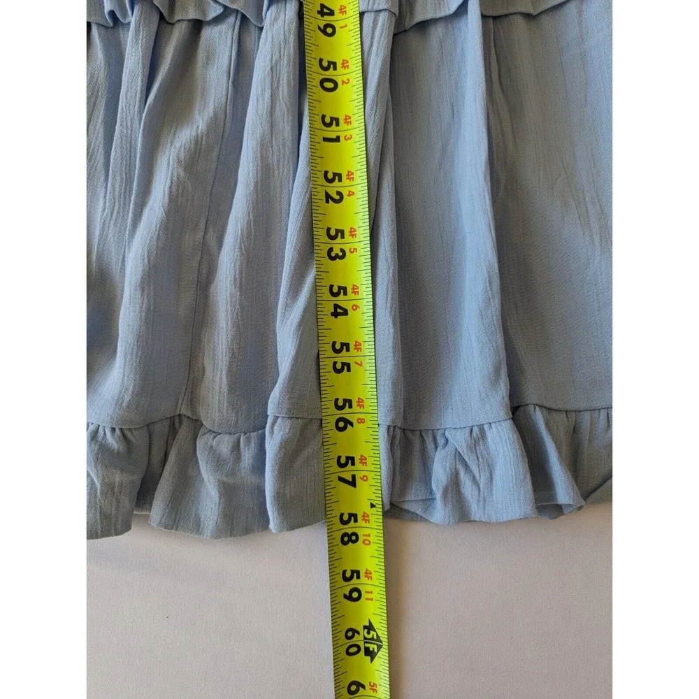 Mable Dress Womens Medium Maxi Vici Boho Puff Sleeve Flutter Light Blue - Picture 10 of 10